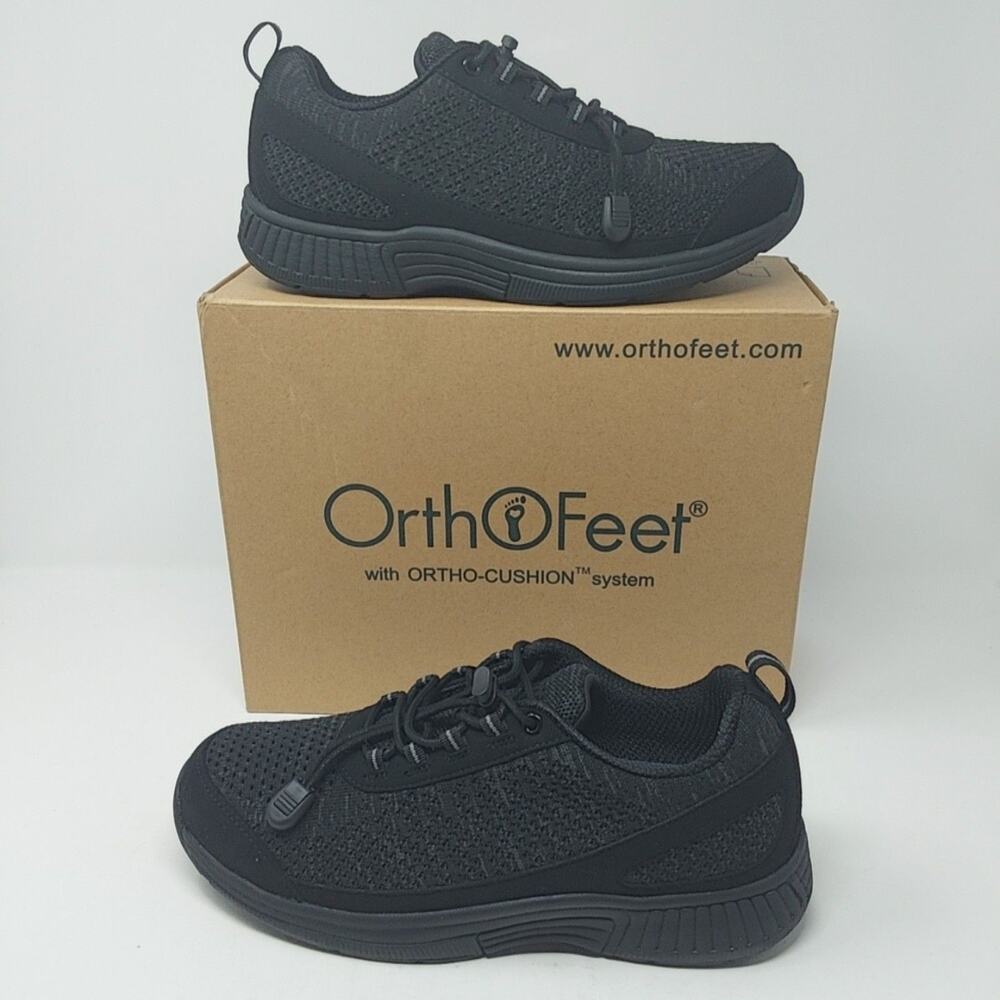 Orthofeet Coral Shoes Womens Size 8.5 Black Mesh Walking Comfort Sneakers 977